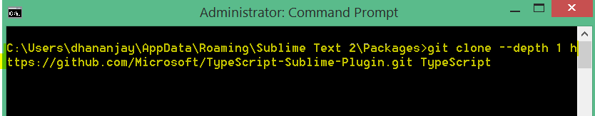 Рисунок 6: Git-клонирование плагина TypeScript для SublimeText