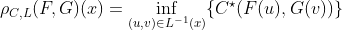 http://latex.codecogs.com/gif.latex?\rho_{C,L}(F,G)(x)=\inf_{(u,v)\in%20L^{-1}(x) } \ {C ^ \ звезда (F (и), G (v)) \}