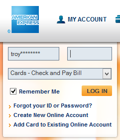 Сайт American Express предварительно заполняет имя пользователя по возвращении