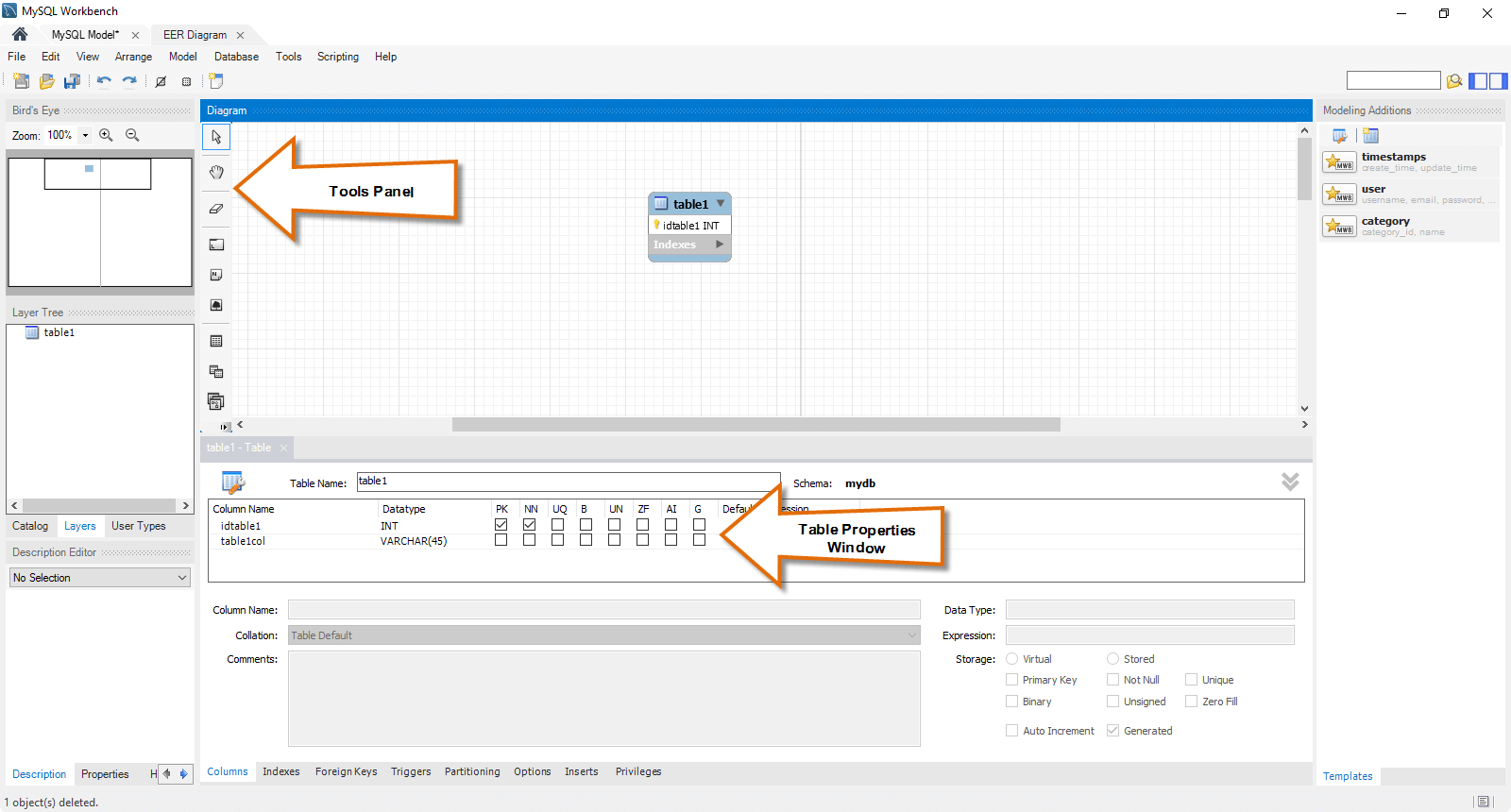 Создать подключение и схему через workbench