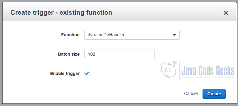 Amazon Lambda DynamoDbCreateTrigger2