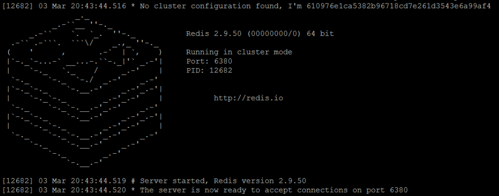 Рисунок 2. Узел Redis master1 работает в режиме кластера.