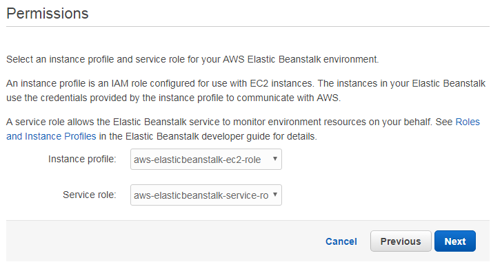 Разрешения Amazon Elastic Beanstalk