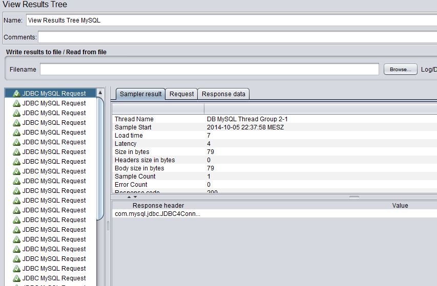 JMeter db результаты ответа