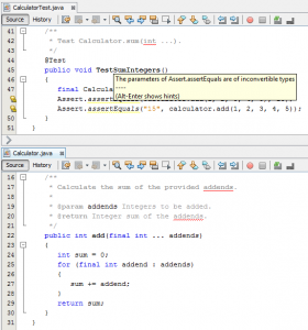 parametersAssertEqualsInconvertibleTypes