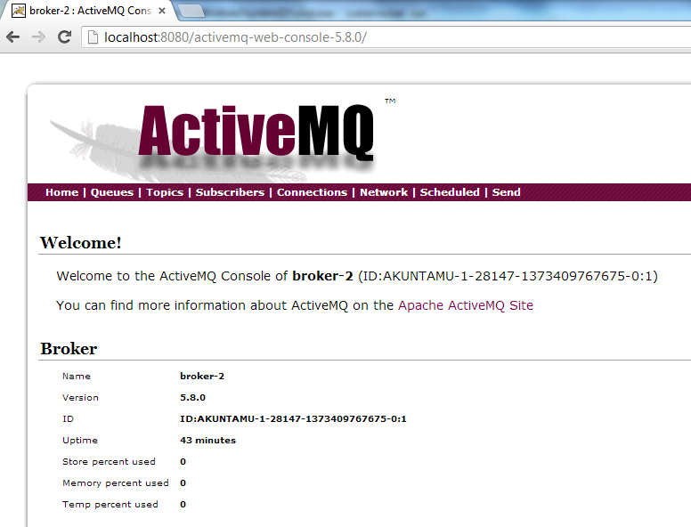 брокер-2 - Консоль ActiveMQ