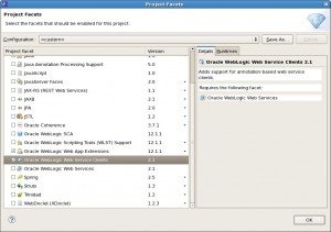 Добавить фасет клиента Weblogic Webservice