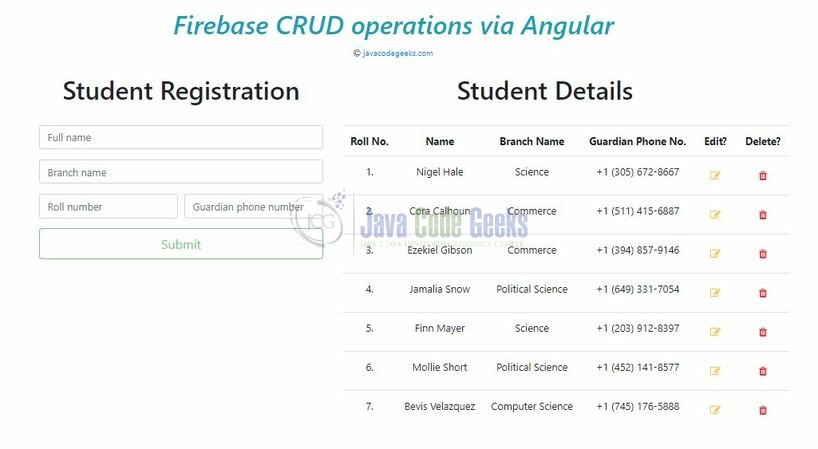 Операции CRUD в Angular - Страница приветствия