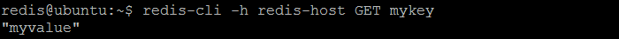 Рисунок 3. Проверка того, что значение для mykey действительно сохранено в экземпляре redis-host.