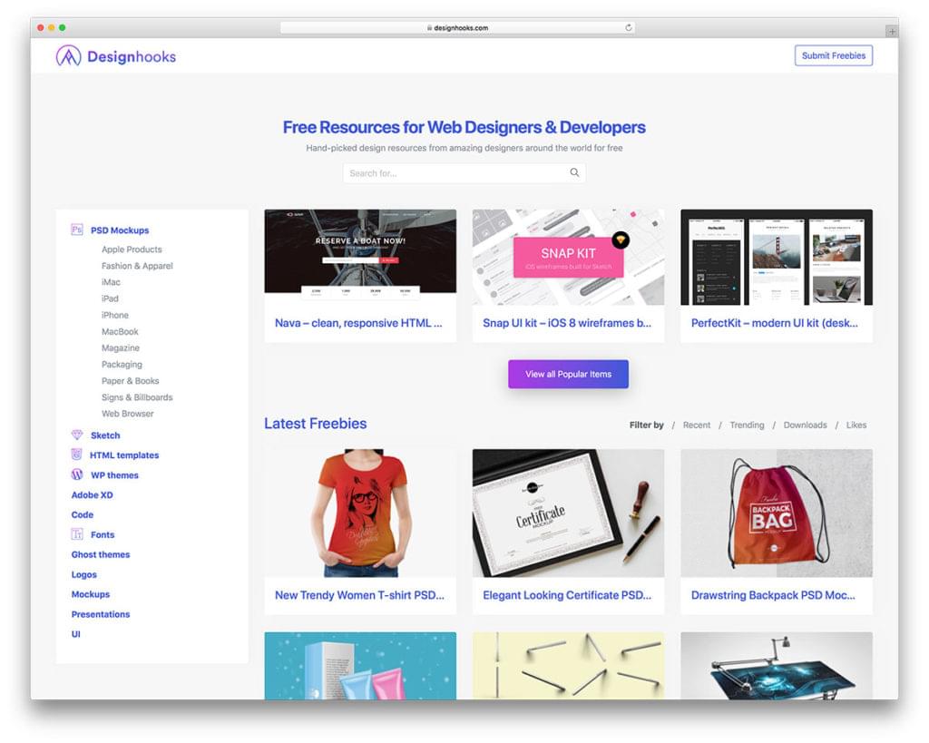 Designhooks - бесплатные ресурсы для веб-дизайнеров и разработчиков