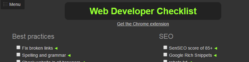Контрольный список для веб-разработчиков