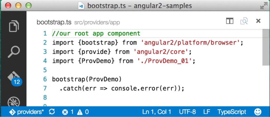 Файл bootstrap.ts нашего приложения, который создает экземпляр корневого компонента