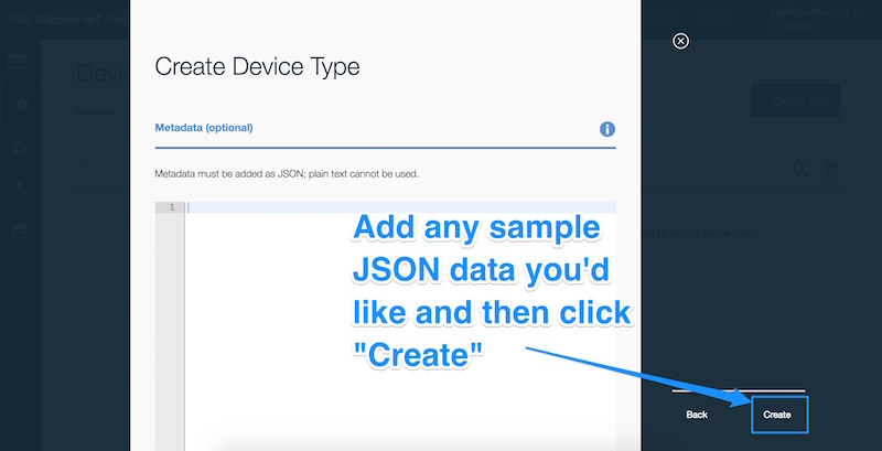 Мы могли бы добавить пример данных JSON для нашего типа устройства