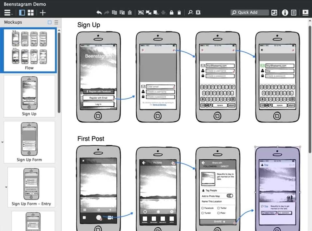 Пример интерфейса Balsamiq