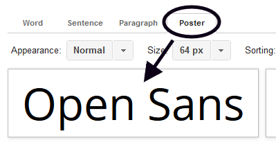 Предварительный просмотр плаката на сайте Google Fonts