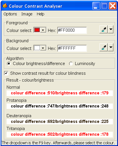 colour contrast analyser