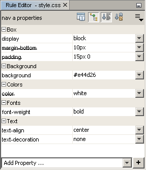 Редактирование CSS в NetBeans