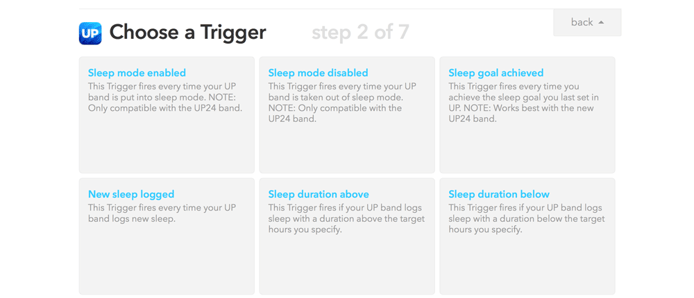 IFTTT Выберите UP Trigger