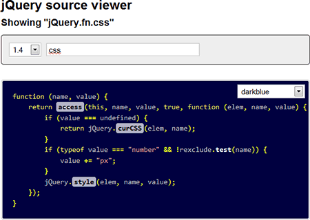 Просмотрщик исходного кода jQuery