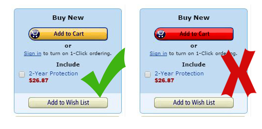 Два примера: один показывает корзину покупок Amazon, выделенную красным.