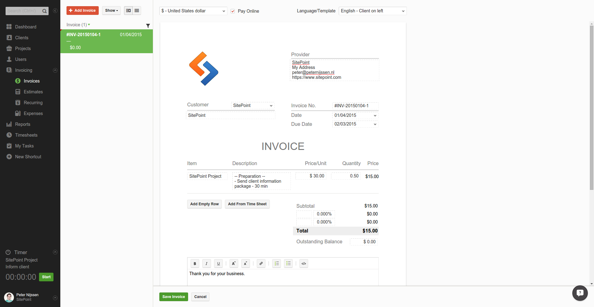 Invoicing