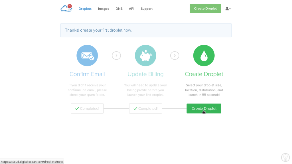 Создание капли DigitalOcean