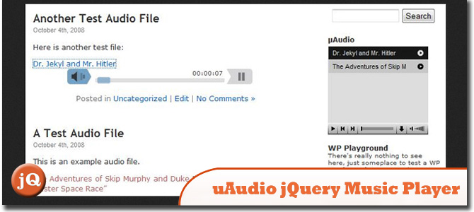 uAudio Музыкальный проигрыватель jQuery