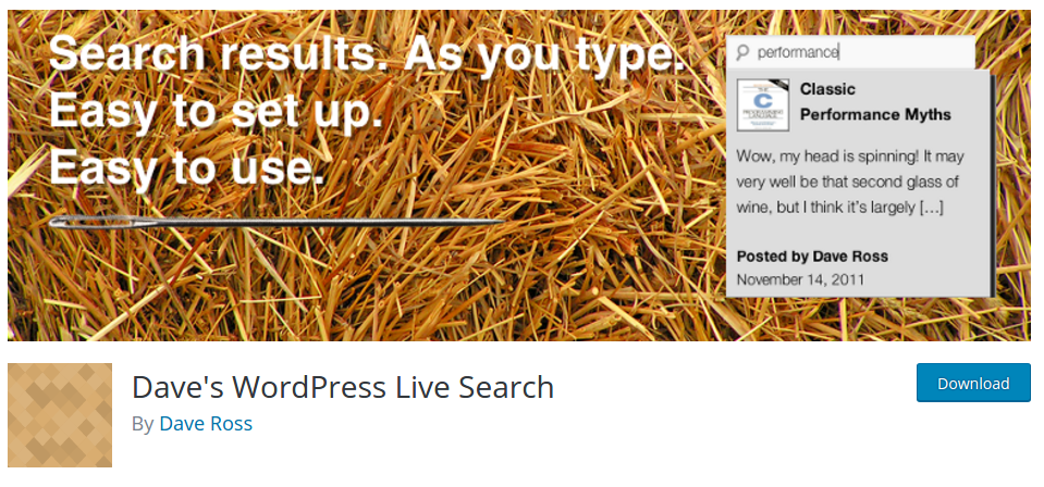 Дейв WordPress Live Search