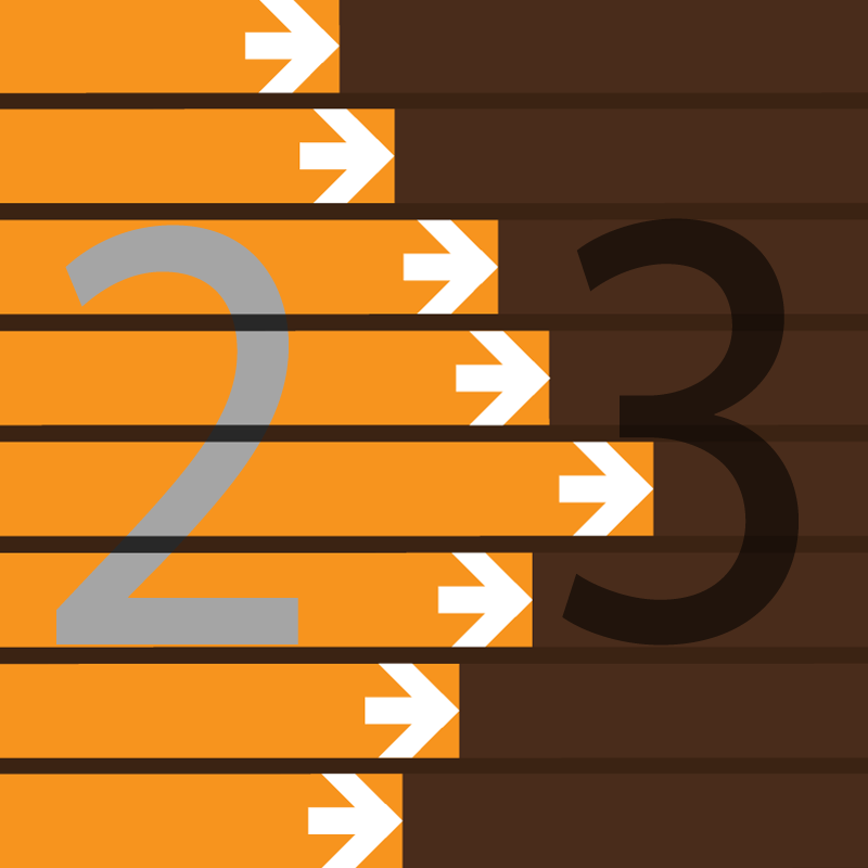 Абстрактное изображение параллельных дорожек с наложенными номерами 2 и 3, указывающими на изменение версии