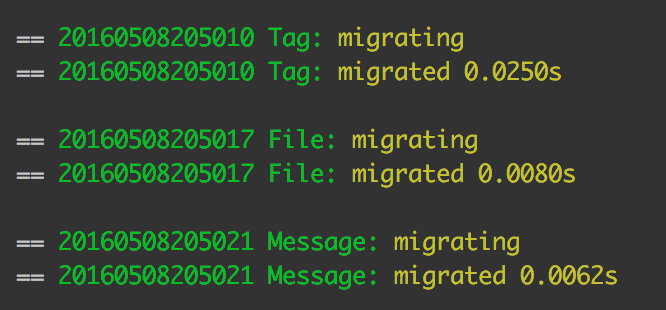 Успешная миграция всех трех файлов