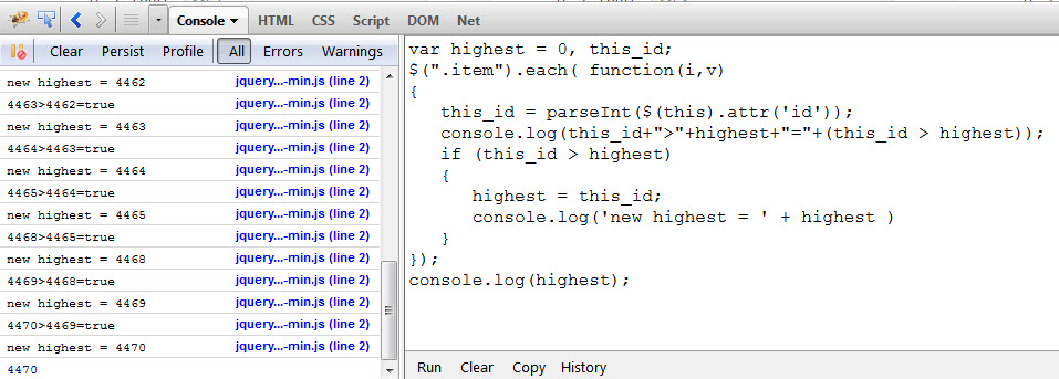 jquery-highest-id-of-elements