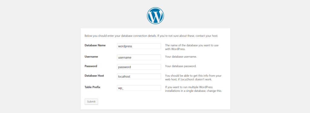 База данных WordPress, определенная во время установки