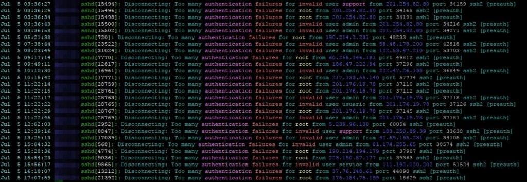 Сотни неудачных попыток входа в систему, даже если этот сервер отключил аутентификацию по паролю и работает на нестандартном порту