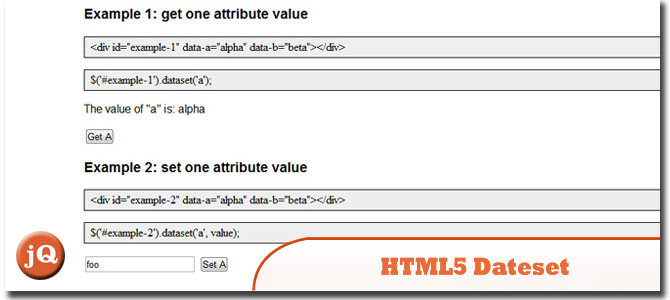 HTML5 набор данных jQuery