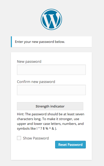 Форма для сброса пароля