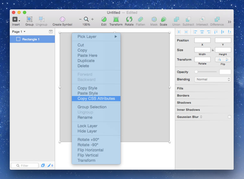Приложение Sketch - копирование атрибутов CSS