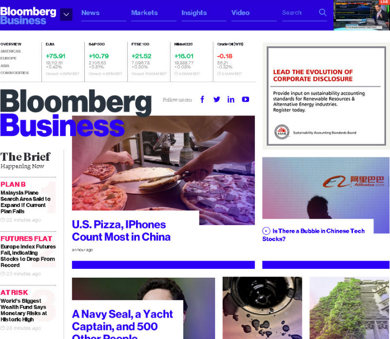 Сайт Bloomberg на Chrome