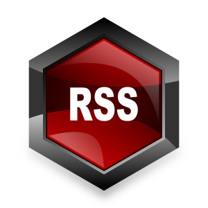 RSS Красный шестиугольник 3D значок современного дизайна на белом фоне