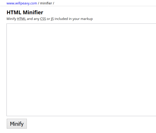 Инструменты минимизации HTML: Will Peavy HTML Minifier