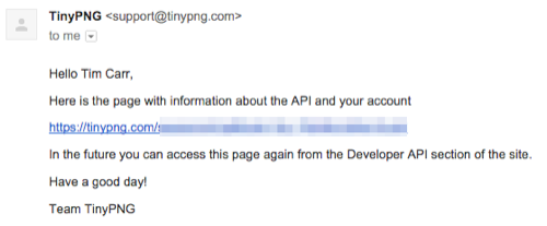 TinyPNG Developer Email Confirmation