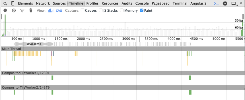 DevTools Timeline во время анимации с CSS-преобразованием