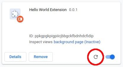 Перезагрузите расширение