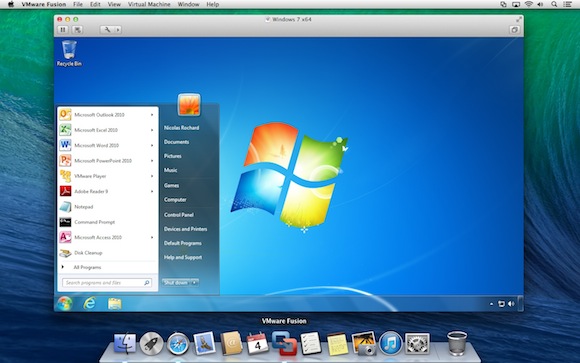 A Windows VM inside a Mac OS X system