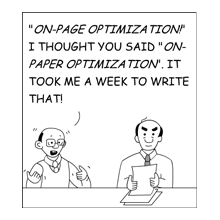 On-page SEO cartoon.
