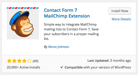 Контактная форма 7 Расширение MailChimp