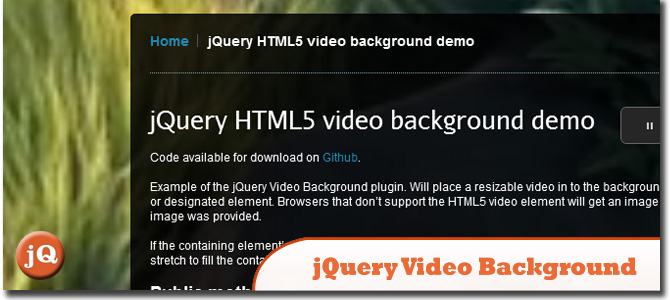 jQuery видео фон