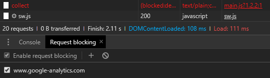 Браузер DevTools блокирует сеть