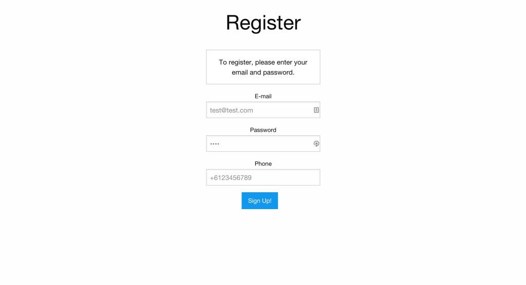 Страница регистрации