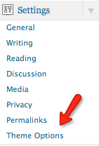 Ссылка Theme Options в панели управления WordPress