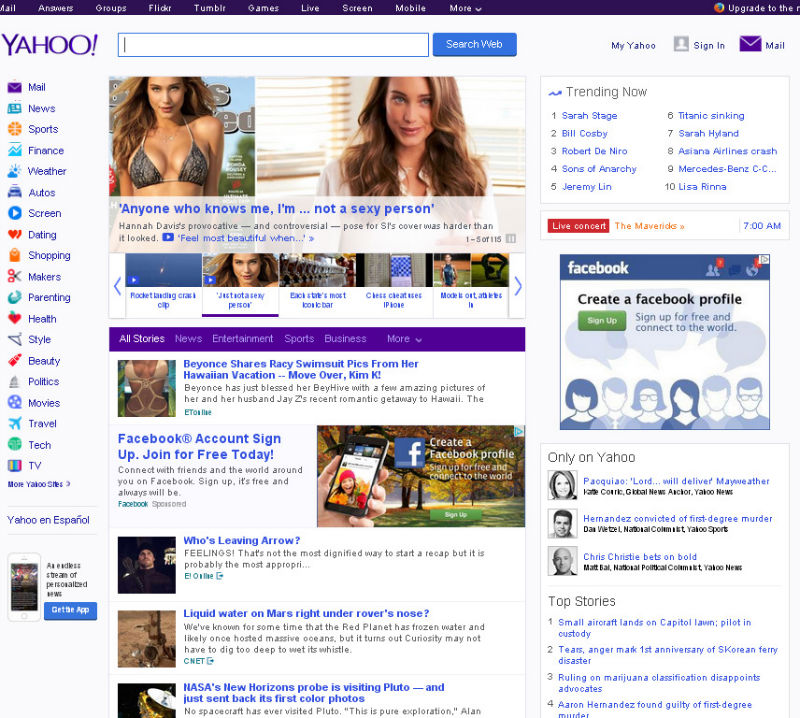 Домашняя страница Yahoo